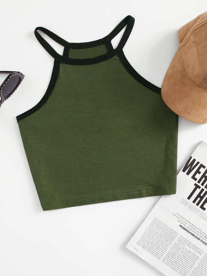 Romwe Crop Racer Cami Top