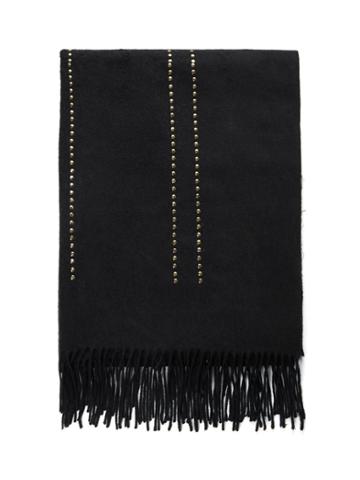 Romwe Fringe Trim Studd Decorated Scarf