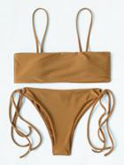 Romwe Ring Detail Strappy Bikini Set