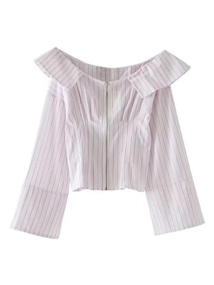 Romwe Striped Bardot Blouse