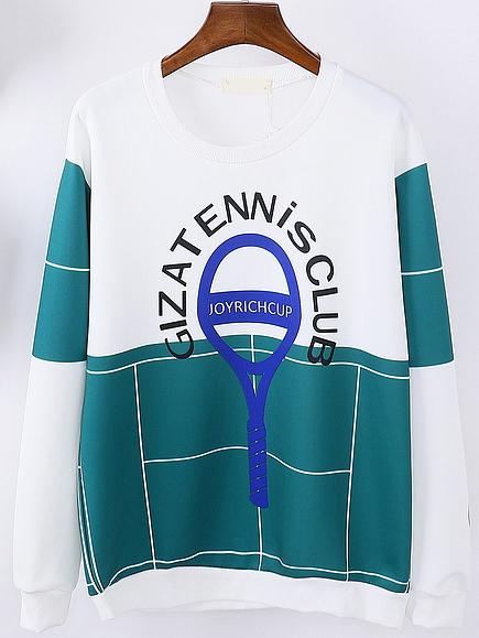 Romwe Plaid Letter Print Sweatshirt