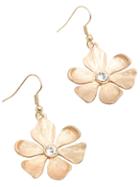 Romwe Gold Diamond Flower Dangle Earrings