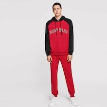 Romwe Men Raglan Sleeve Letter Drawstring Hoodie & Pants Set