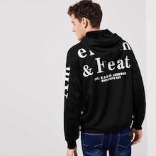 Romwe Guys Drawstring Hooded Lettering Sweatshirt