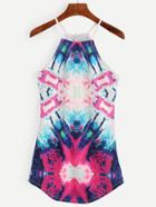 Romwe Multicolor Printed Double Racer Cami Dress