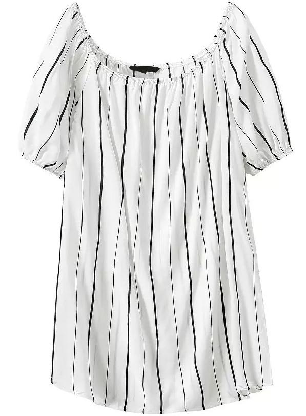 Romwe Scoop Neck Vertical Striped Straight Dress