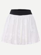 Romwe Contrast Waist White Flower Mesh Skirt