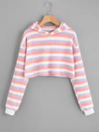 Romwe Lurex Striped Hooded Sweater