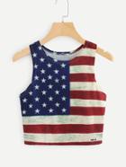 Romwe National Flag Printed Top