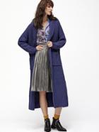 Romwe Purple Shawl Collar Longline Sweater Coat