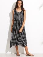 Romwe Black Vertical Striped Chiffon Blouson Dress