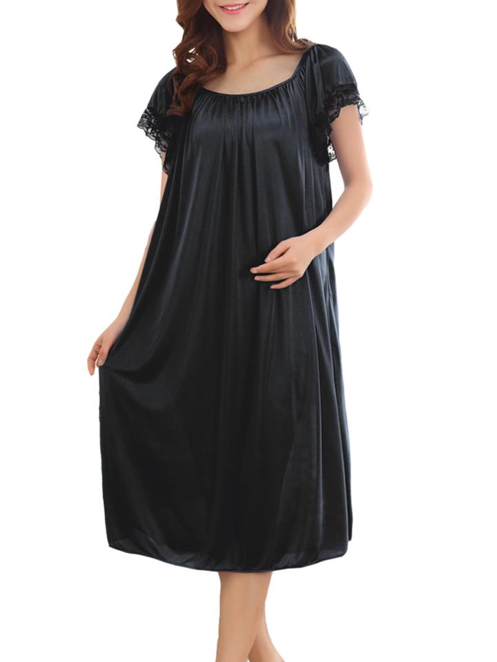 Romwe Lace Detail Loose Sleep Dress