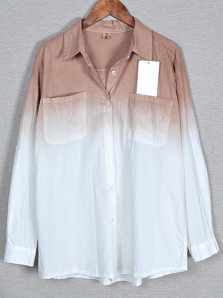 Romwe Lapel Tie-dye Pockets Blouse