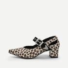 Romwe Buckle Strap Decor Leopard Heels