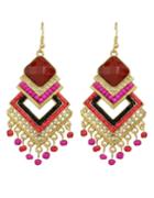 Romwe Colorful Beads Big Chandelier Earrings