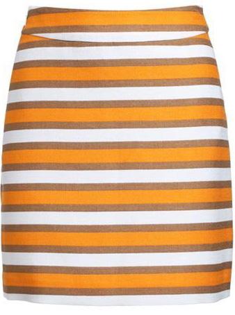 Romwe With Zipper Striped Bodycon Orange Skirt