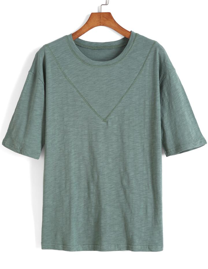 Romwe Round Neck Triangle Loose T-shirt