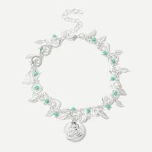Romwe Leaf Decorated Layered Chain Anklet