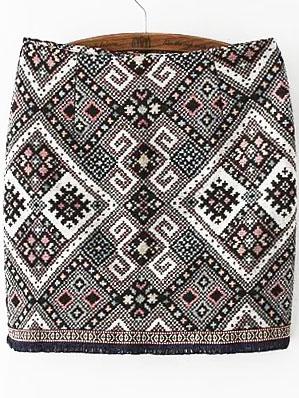 Romwe Geometric Print Skinny Skirt