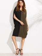 Romwe V Neck Color Block Shift Dress