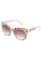 Romwe Floral Print Cream Sunglasses