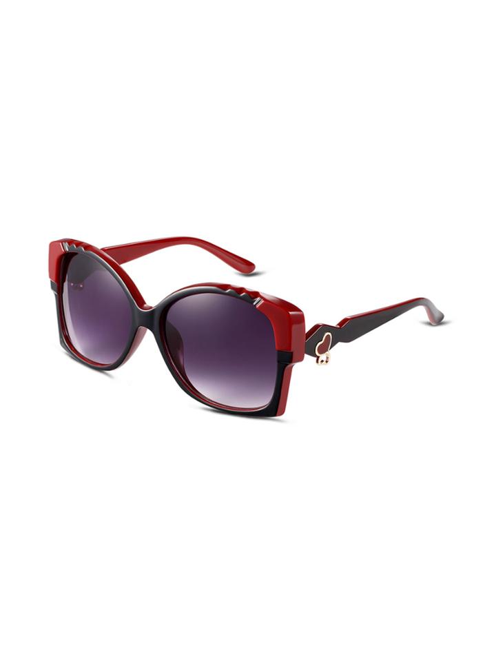 Romwe Red Geometric Frame Large Lens Sunglasses