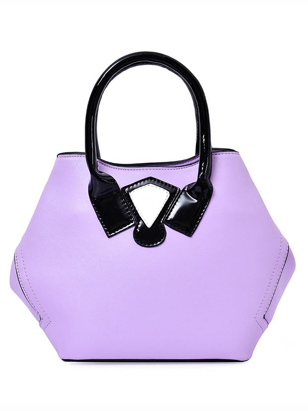 Romwe Purple Contrast Patch Hexagon Tote Bag