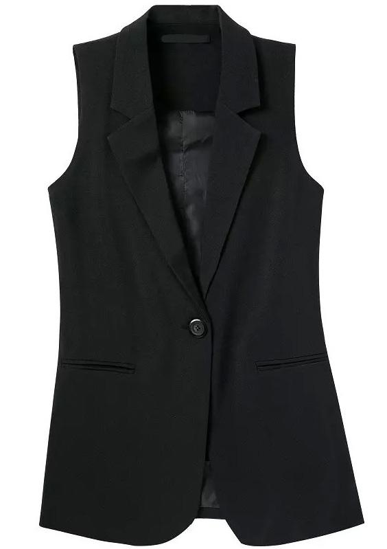 Romwe Lapel Single Button With Pocket Vest