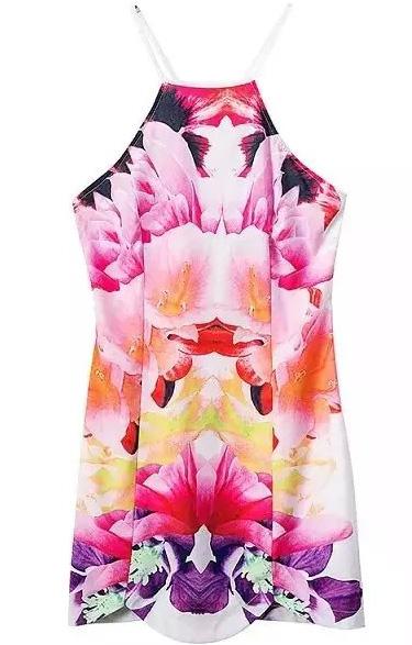 Romwe Halter Florals Backless Red Dress