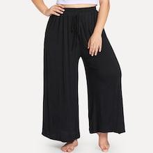Romwe Plus Wide Leg Drawstring Waist Pants