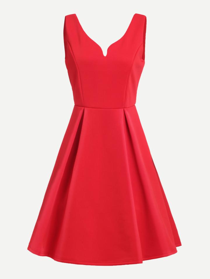 Romwe Zip Back Solid Swing Dress