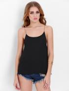 Romwe Black Spaghetti Strap Cami Top
