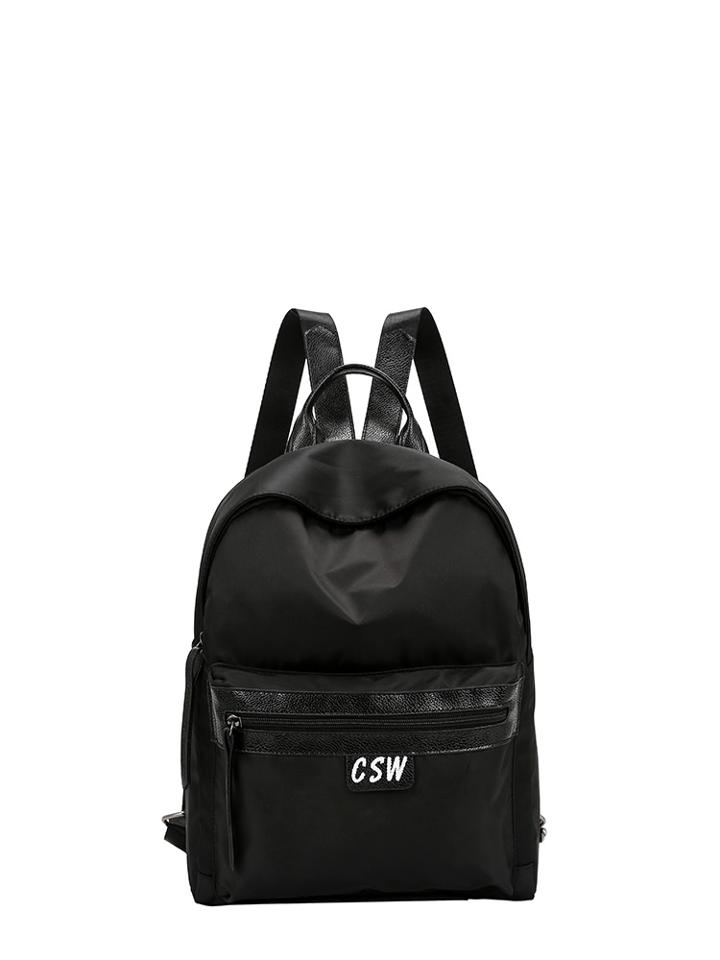 Romwe Letter Print Detail Zipper Backpack