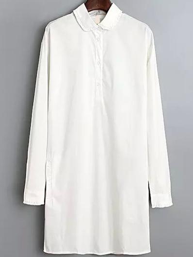 Romwe Flounce White Shirt Dress