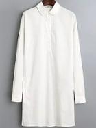 Romwe Flounce White Shirt Dress