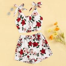 Romwe Floral Print Knot Crop Top With Shorts