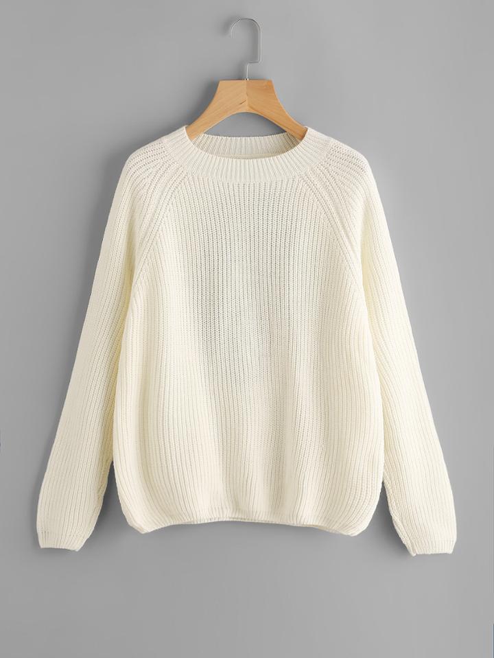 Romwe Open Back Raglan Sleeve Jumper