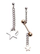 Romwe Metal Ball Star Asymmetrical Earrings