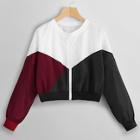 Romwe Zip-up Color-block Hooded Jacket