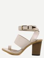 Romwe Apricot Ankle Strap Open Toe Chunky Sandals
