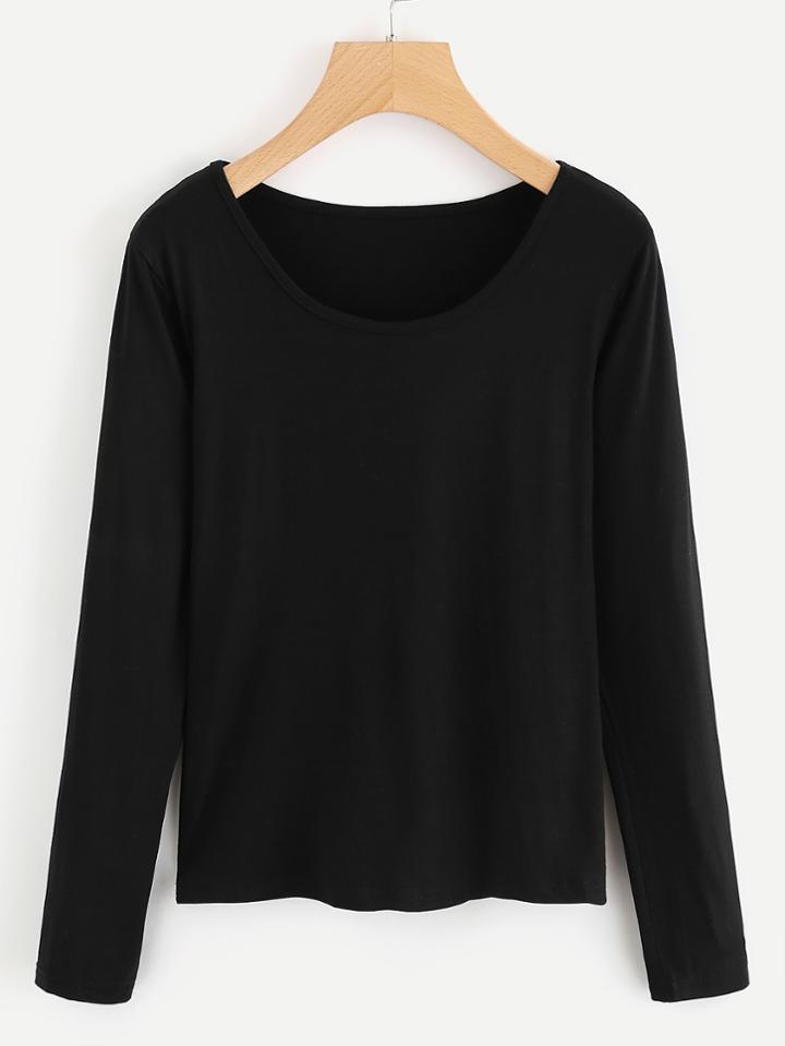 Romwe Round Neck Basic Tee