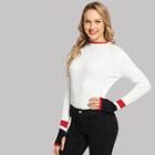 Romwe Ribbed Contrast Trim Jumper