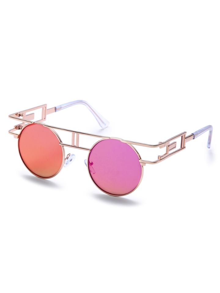 Romwe Purple Fashion Iridescent Round Lense Sunglasses