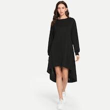 Romwe Asymmetrical Hem Solid Dress