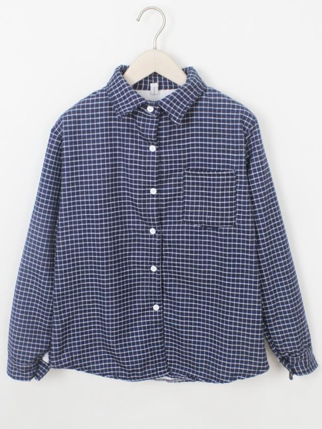 Romwe Lapel Plaid Pocket Blue Blouse