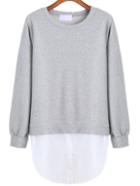 Romwe Round Neck Contrast Hem Sweatshirt