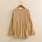 Romwe Rolled Edge Knit Drop Shoulder Solid Sweaters