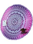 Romwe Purple Vintage Print Circular Chiffon Shawl