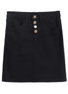 Romwe Single-breasted Denim Bodycon Black Skirt