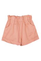 Romwe Flouncing Elastic Rolled-hems Pink Shorts